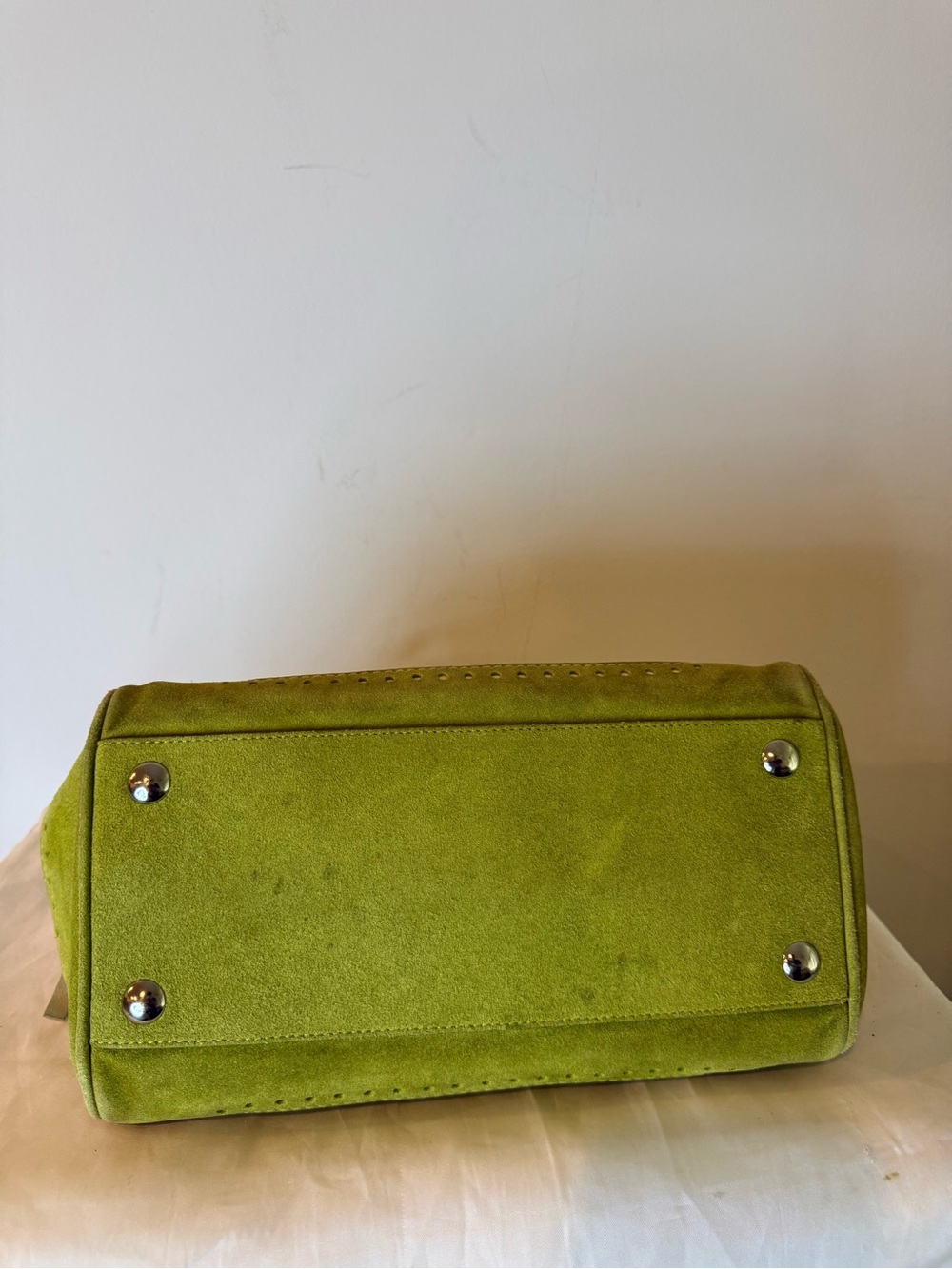 ULTRA RARE! Coach (2004) Hamptons Suede Carryall Satchel- Matcha/White - Picture 6 of 9
